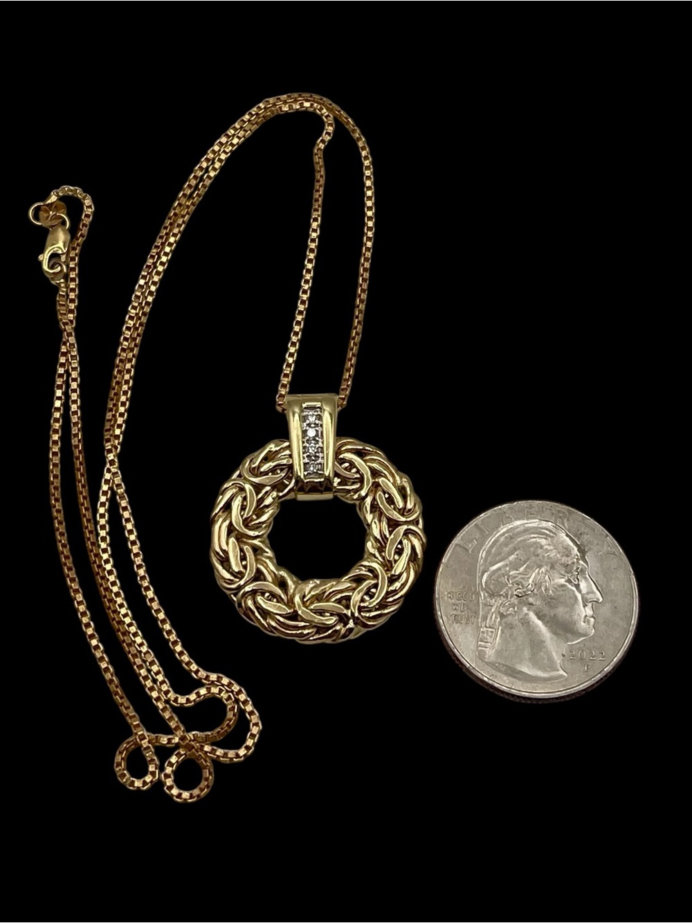 AK Atasay Kuyumculuk Turkey 14K Yellow Gold Byzantine Circle Pendant Necklace Es - Picture 10 of 16
